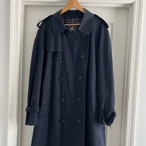 Burberry Long Kensington Heritage Trench Coat Raincoat Navy Blue